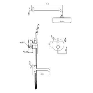 Душевой комплект Raglo R20.27.09 графит